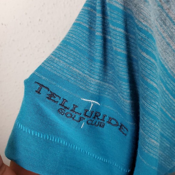 LinkSoul Polo Shirt Mens L Gray Blue Cotton Short Sleeve Telluride Golf Course - Picture 5 of 10